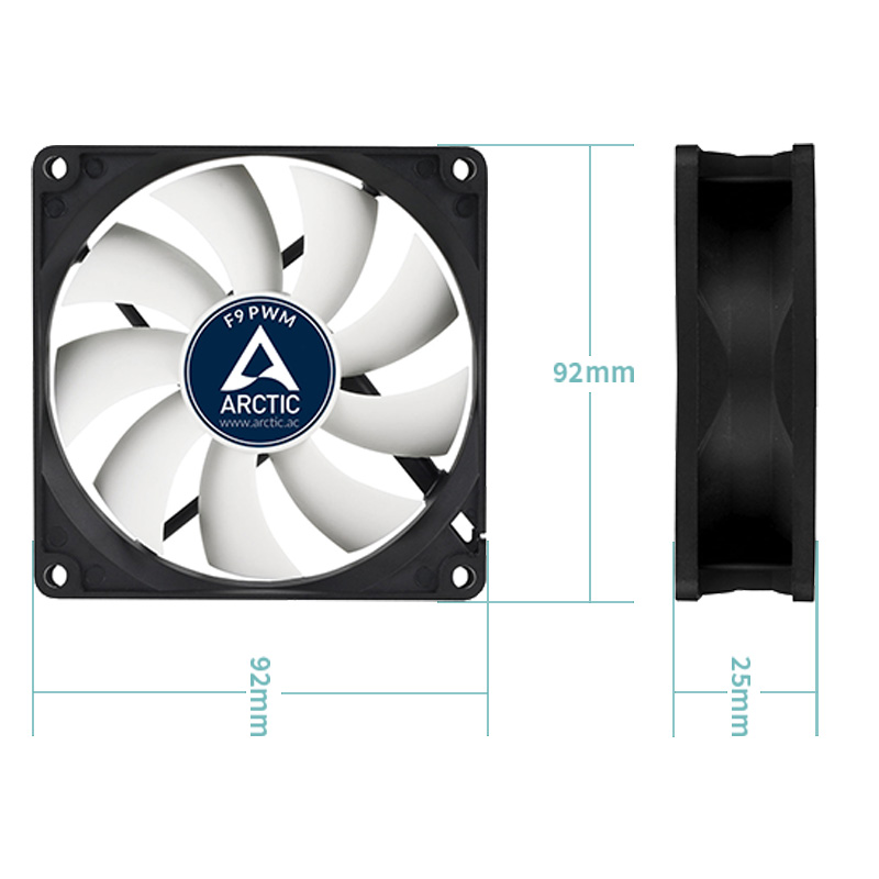 พัดลมเคส ARCTIC F9 PWM - ขนาด  - Case Fan Controller บทวิจารณ์และราคา